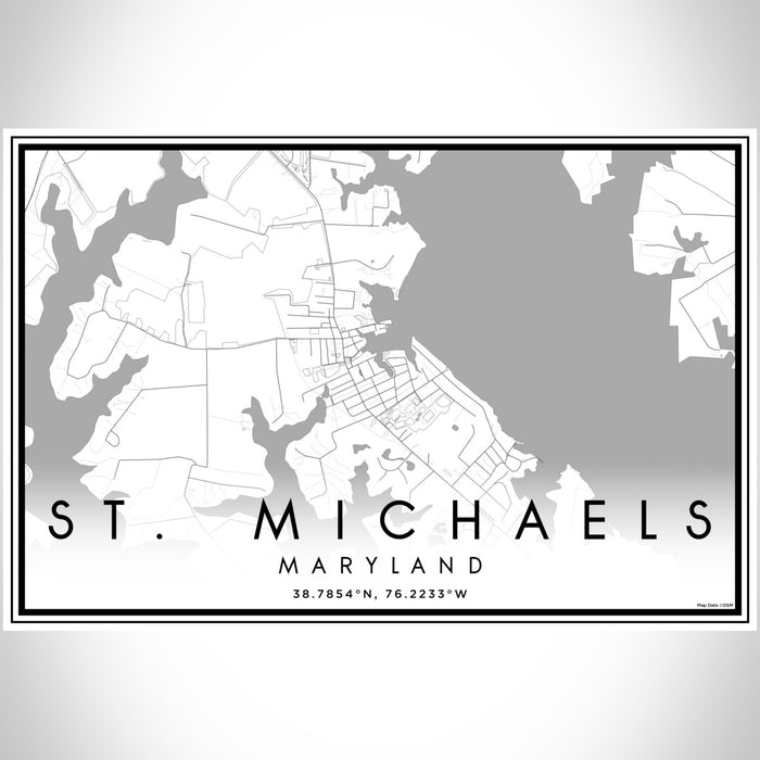 St. Michaels Maryland Map Print Landscape Orientation in Classic Style With Shaded Background