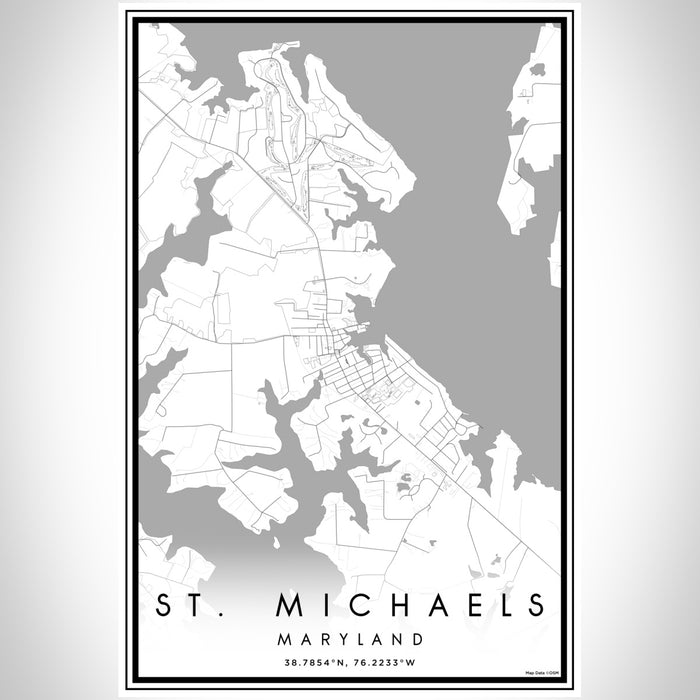 St. Michaels Maryland Map Print Portrait Orientation in Classic Style With Shaded Background