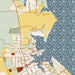 St. Michaels Maryland Map Print in Woodblock Style Zoomed In Close Up Showing Details