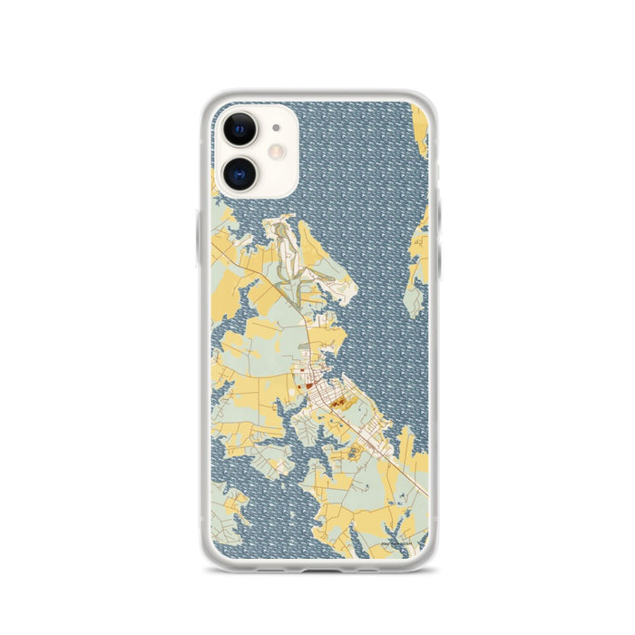 Custom iPhone 11 St. Michaels Maryland Map Phone Case in Woodblock