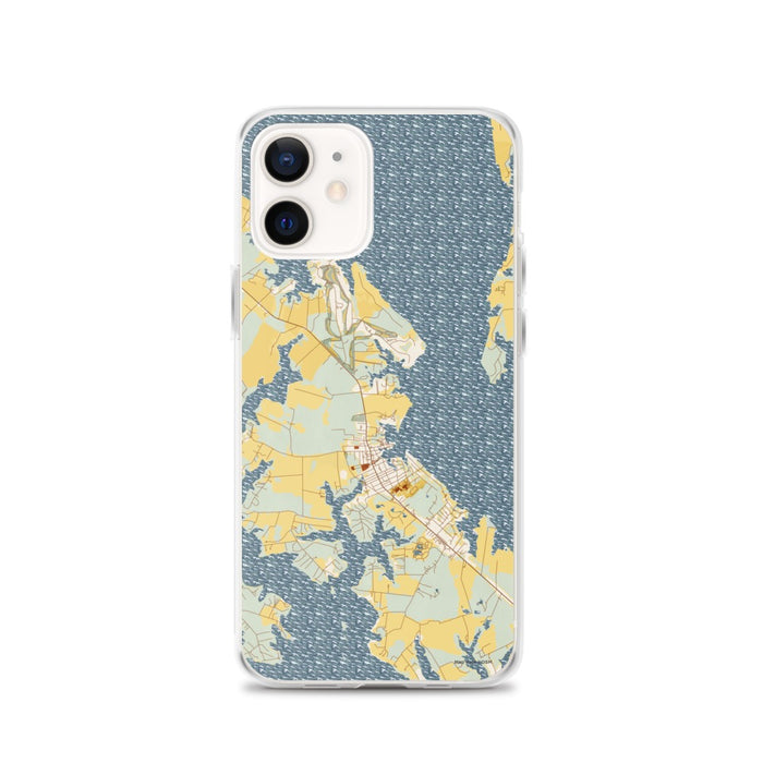 Custom iPhone 12 St. Michaels Maryland Map Phone Case in Woodblock
