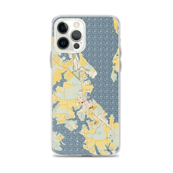 Custom iPhone 12 Pro Max St. Michaels Maryland Map Phone Case in Woodblock