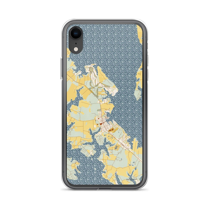 Custom iPhone XR St. Michaels Maryland Map Phone Case in Woodblock