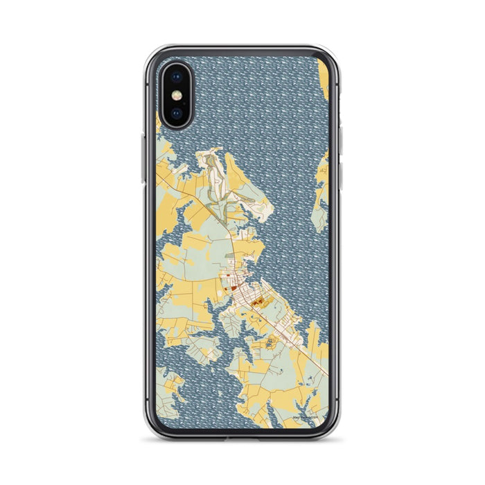 Custom iPhone X/XS St. Michaels Maryland Map Phone Case in Woodblock