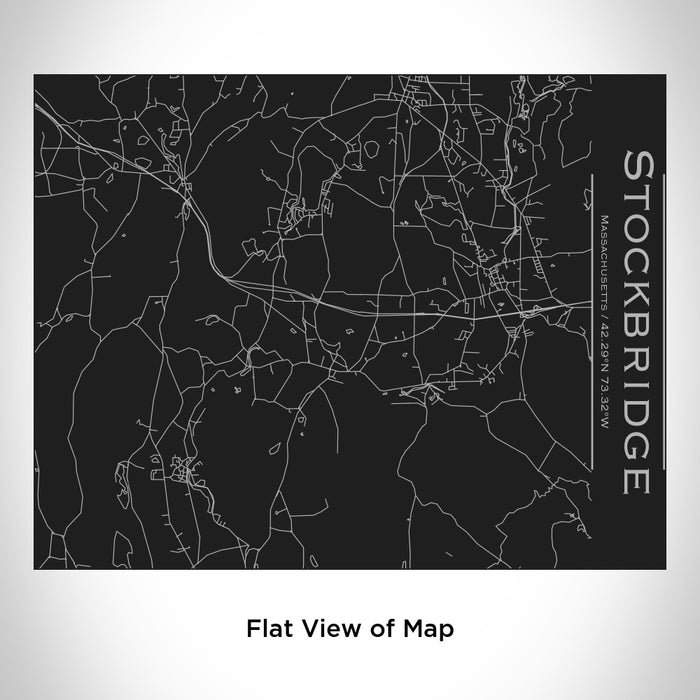 Rendered View of Stockbridge Massachusetts Map Engraving on 20oz Stainless Steel Insulated Bottle with Bamboo Top in Black