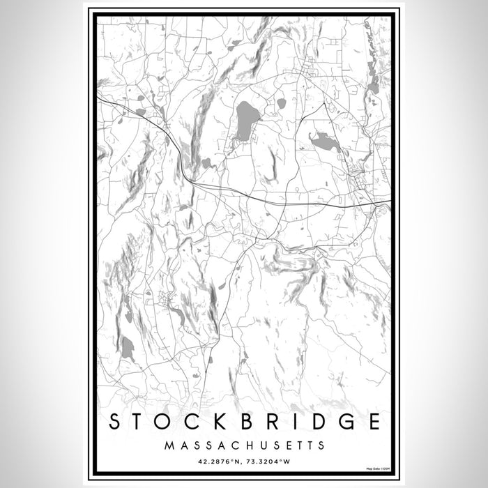 Stockbridge Massachusetts Map Print Portrait Orientation in Classic Style With Shaded Background