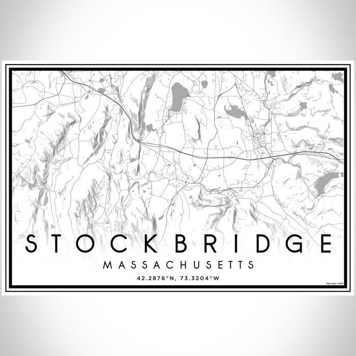 Stockbridge Massachusetts Map Print Landscape Orientation in Classic Style With Shaded Background