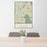24x36 Stockbridge Massachusetts Map Print Portrait Orientation in Woodblock Style Behind 2 Chairs Table and Potted Plant