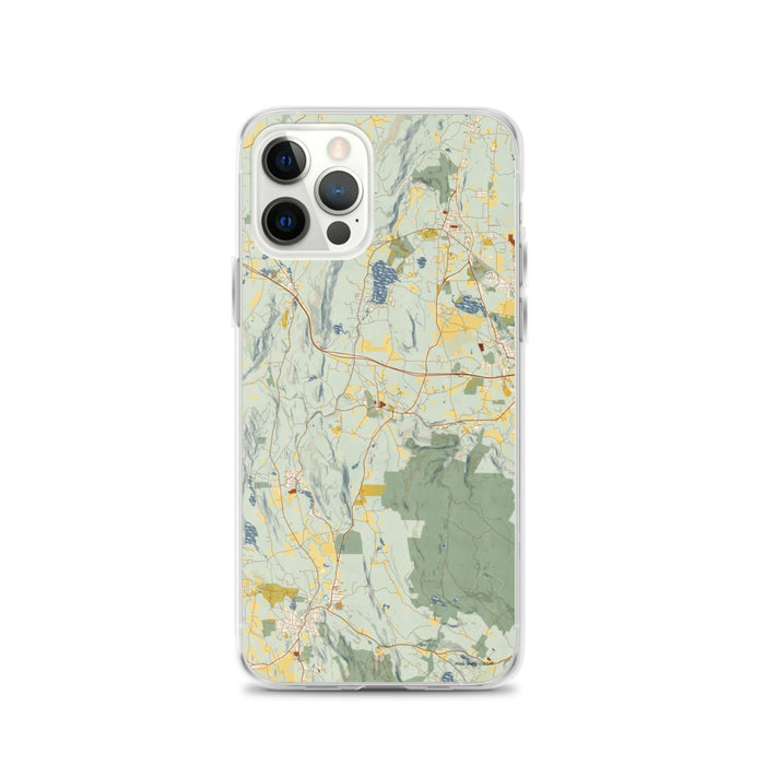 Custom Stockbridge Massachusetts Map iPhone 12 Pro Phone Case in Woodblock