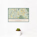 12x18 Stockbridge Massachusetts Map Print Landscape Orientation in Woodblock Style With Small Cactus Plant in White Planter