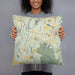 Person holding 18x18 Custom Stockbridge Massachusetts Map Throw Pillow in Woodblock