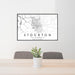 24x36 Stockton California Map Print Landscape Orientation in Classic Style Behind 2 Chairs Table and Potted Plant