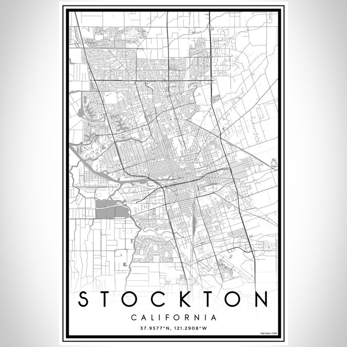 Stockton California Map Print Portrait Orientation in Classic Style With Shaded Background