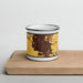 Front View Custom Stockton California Map Enamel Mug in Ember on Cutting Board