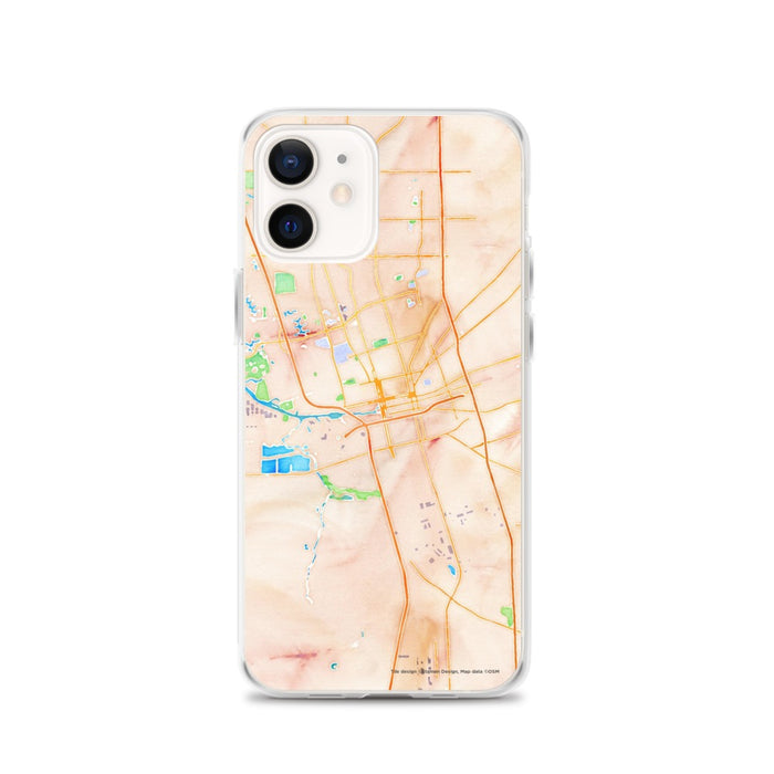 Custom Stockton California Map iPhone 12 Phone Case in Watercolor