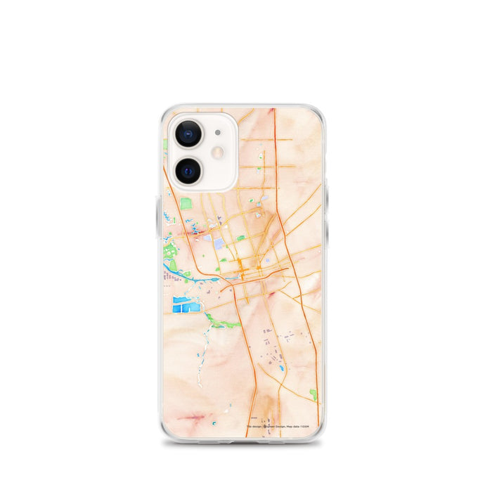 Custom Stockton California Map iPhone 12 mini Phone Case in Watercolor