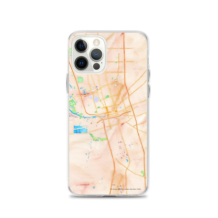 Custom Stockton California Map iPhone 12 Pro Phone Case in Watercolor