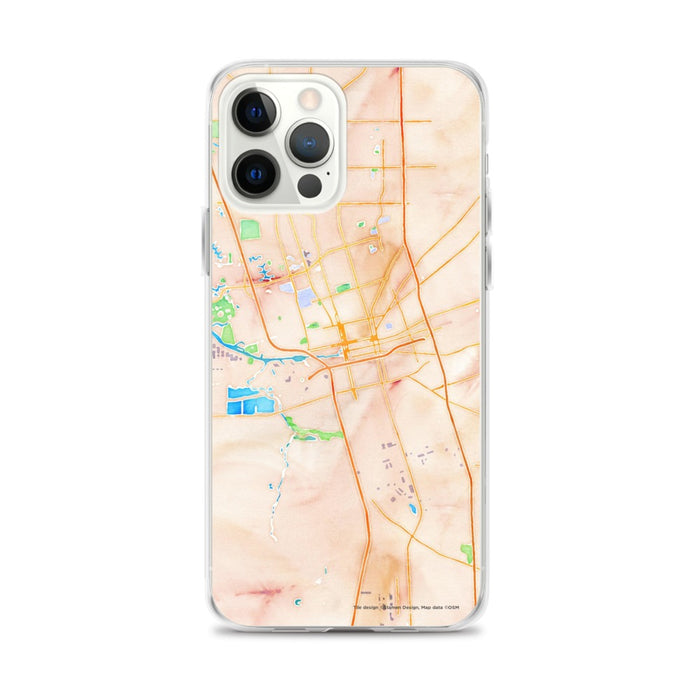 Custom Stockton California Map iPhone 12 Pro Max Phone Case in Watercolor