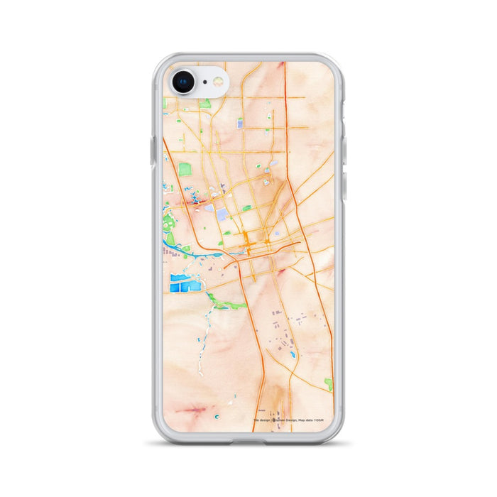 Custom Stockton California Map iPhone SE Phone Case in Watercolor