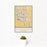 12x18 Stockton California Map Print Portrait Orientation in Woodblock Style With Small Cactus Plant in White Planter