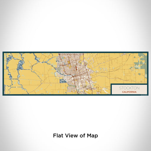 Flat View of Map Custom Stockton California Map Enamel Mug in Woodblock