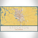 Stockton California Map Print Landscape Orientation in Woodblock Style With Shaded Background