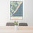 24x36 Stone Harbor New Jersey Map Print Portrait Orientation in Woodblock Style Behind 2 Chairs Table and Potted Plant