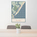 24x36 Stone Harbor New Jersey Map Print Portrait Orientation in Woodblock Style Behind 2 Chairs Table and Potted Plant