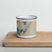 Front View Custom Stone Harbor New Jersey Map Enamel Mug in Afternoon on Cutting Board