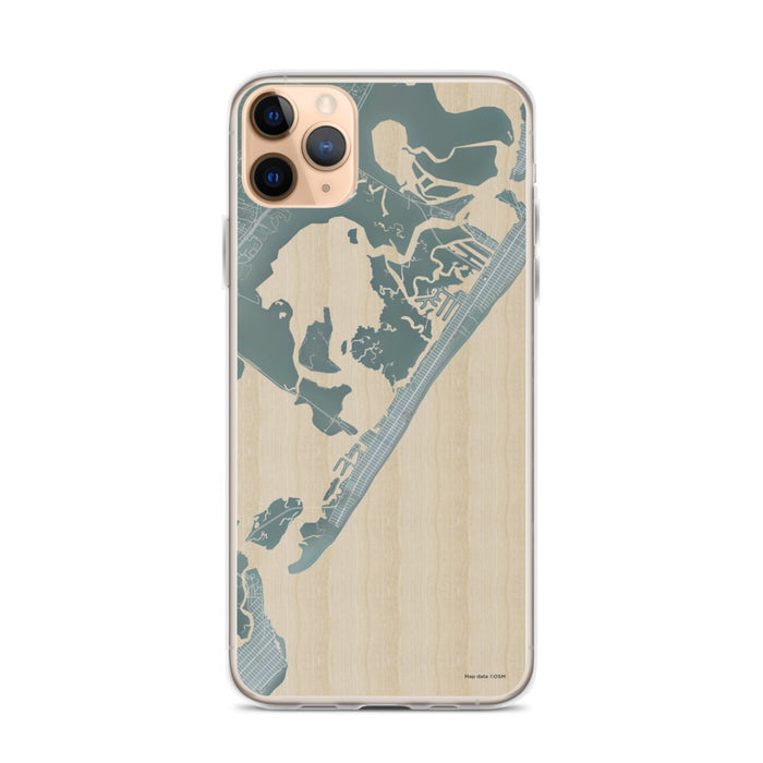 Custom iPhone 11 Pro Max Stone Harbor New Jersey Map Phone Case in Afternoon