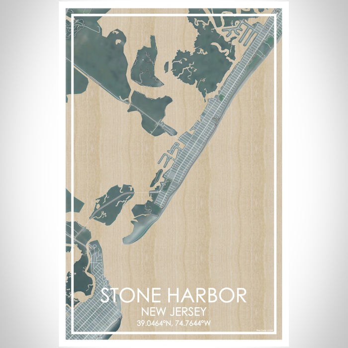 Stone Harbor New Jersey Map Print Portrait Orientation in Afternoon Style With Shaded Background