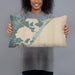 Person holding 20x12 Custom Stone Harbor New Jersey Map Throw Pillow in Afternoon
