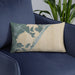 Custom Stone Harbor New Jersey Map Throw Pillow in Afternoon on Blue Colored Chair