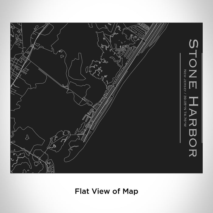 Rendered View of Stone Harbor New Jersey Map Engraving on 20oz Stainless Steel Insulated Bottle with Bamboo Top in Black