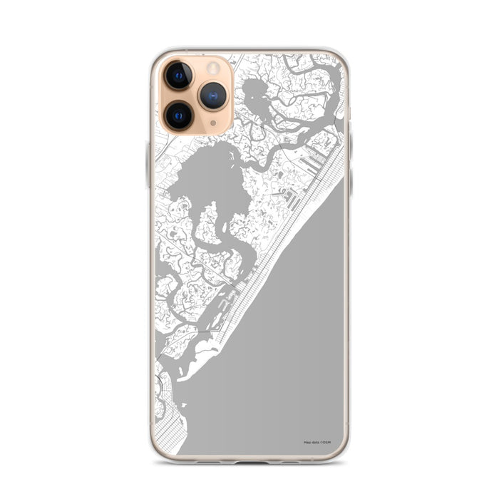 Custom iPhone 11 Pro Max Stone Harbor New Jersey Map Phone Case in Classic