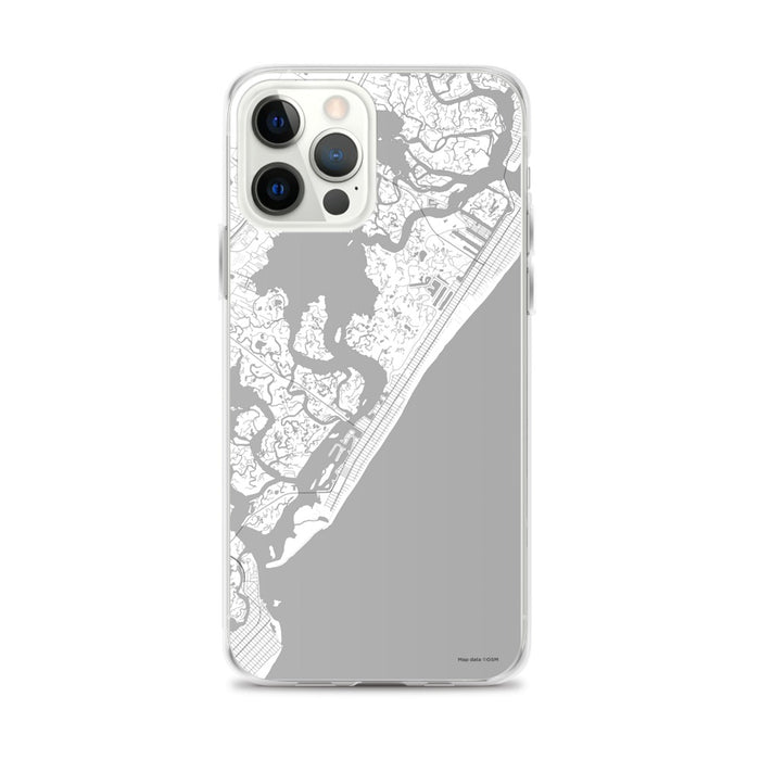 Custom iPhone 12 Pro Max Stone Harbor New Jersey Map Phone Case in Classic