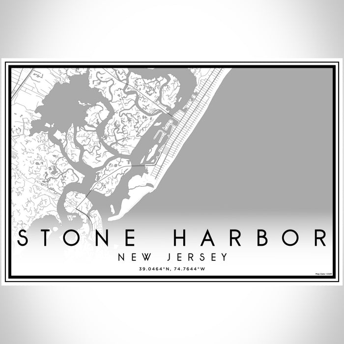 Stone Harbor New Jersey Map Print Landscape Orientation in Classic Style With Shaded Background