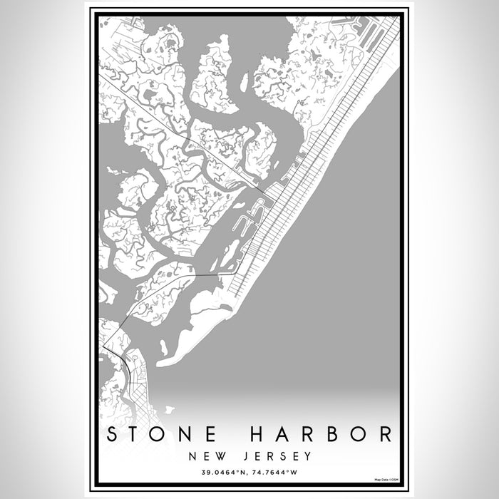 Stone Harbor New Jersey Map Print Portrait Orientation in Classic Style With Shaded Background
