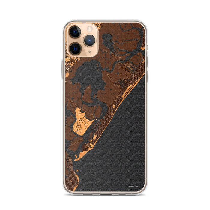 Custom iPhone 11 Pro Max Stone Harbor New Jersey Map Phone Case in Ember
