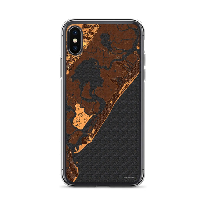 Custom iPhone X/XS Stone Harbor New Jersey Map Phone Case in Ember