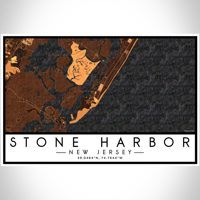 Stone Harbor New Jersey Map Print Landscape Orientation in Ember Style With Shaded Background