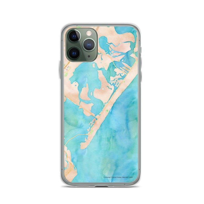 Custom iPhone 11 Pro Stone Harbor New Jersey Map Phone Case in Watercolor