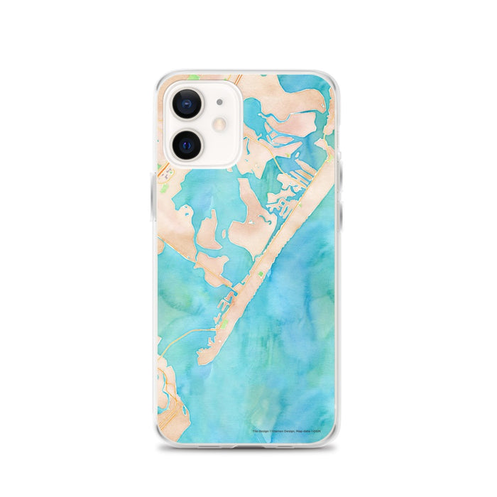 Custom iPhone 12 Stone Harbor New Jersey Map Phone Case in Watercolor