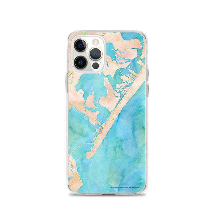 Custom iPhone 12 Pro Stone Harbor New Jersey Map Phone Case in Watercolor