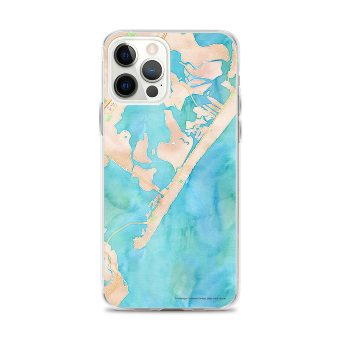 Custom iPhone 12 Pro Max Stone Harbor New Jersey Map Phone Case in Watercolor