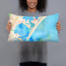 Person holding 20x12 Custom Stone Harbor New Jersey Map Throw Pillow in Watercolor