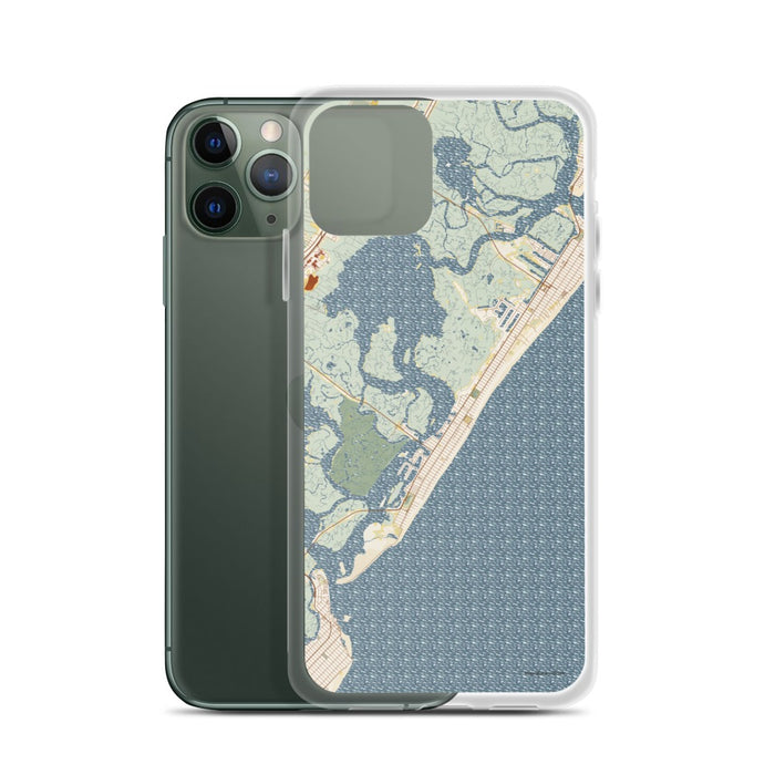 Custom Stone Harbor New Jersey Map Phone Case in Woodblock