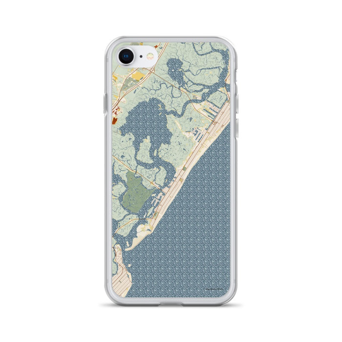 Custom iPhone SE Stone Harbor New Jersey Map Phone Case in Woodblock