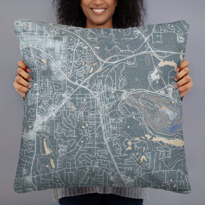 Person holding 22x22 Custom Stone Mountain Georgia Map Throw Pillow in Afternoon