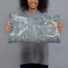 Person holding 20x12 Custom Stone Mountain Georgia Map Throw Pillow in Afternoon